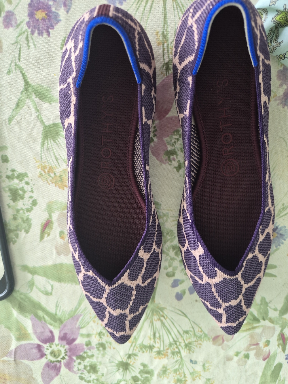 Rothy's Pointed Knit Ballet Flats — Purple and Pink Pattern